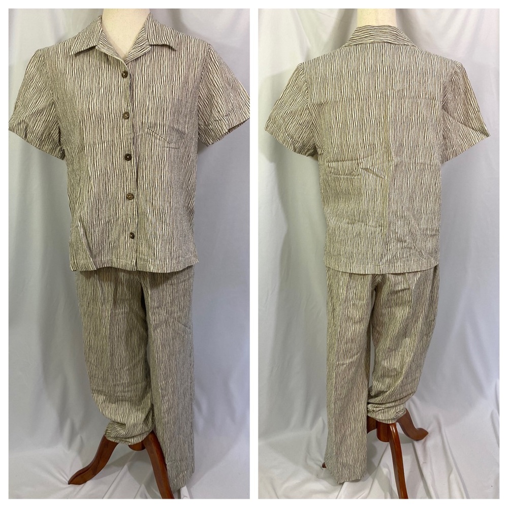 Women’s Graff Wear Casual Summer Suit Outfit Medium Jacket top Pants Striped